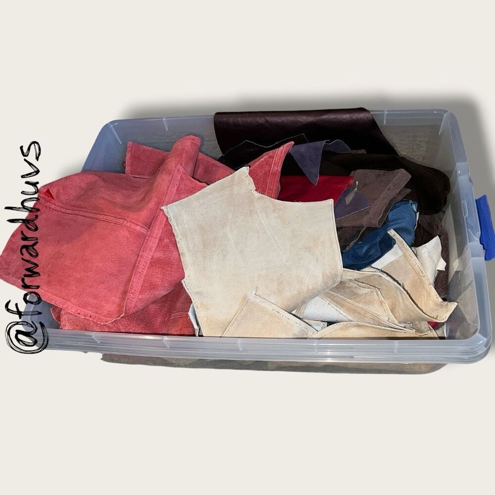 #8 Scrap Suede Sewing Pieces & Leather Crafting Material  - Over 4 pounds shippe